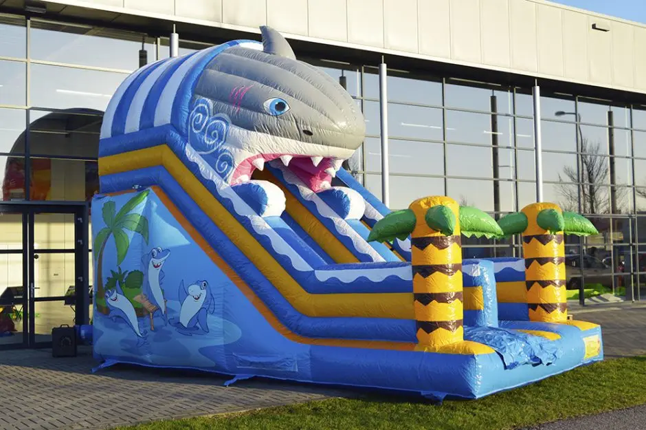 
Hot sale inflatable colorful digital printing giant shark dry slides for sale 