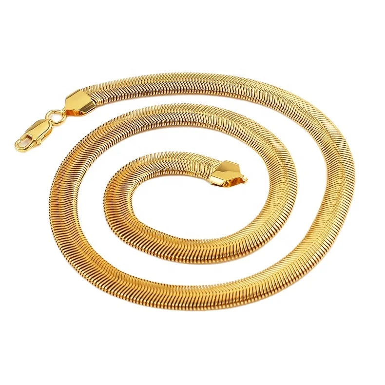 

OUMI Stainless Steel Gold Lifetime Free Replacement Gold Herringbone Snake Chain, 14k/18k/24k gold