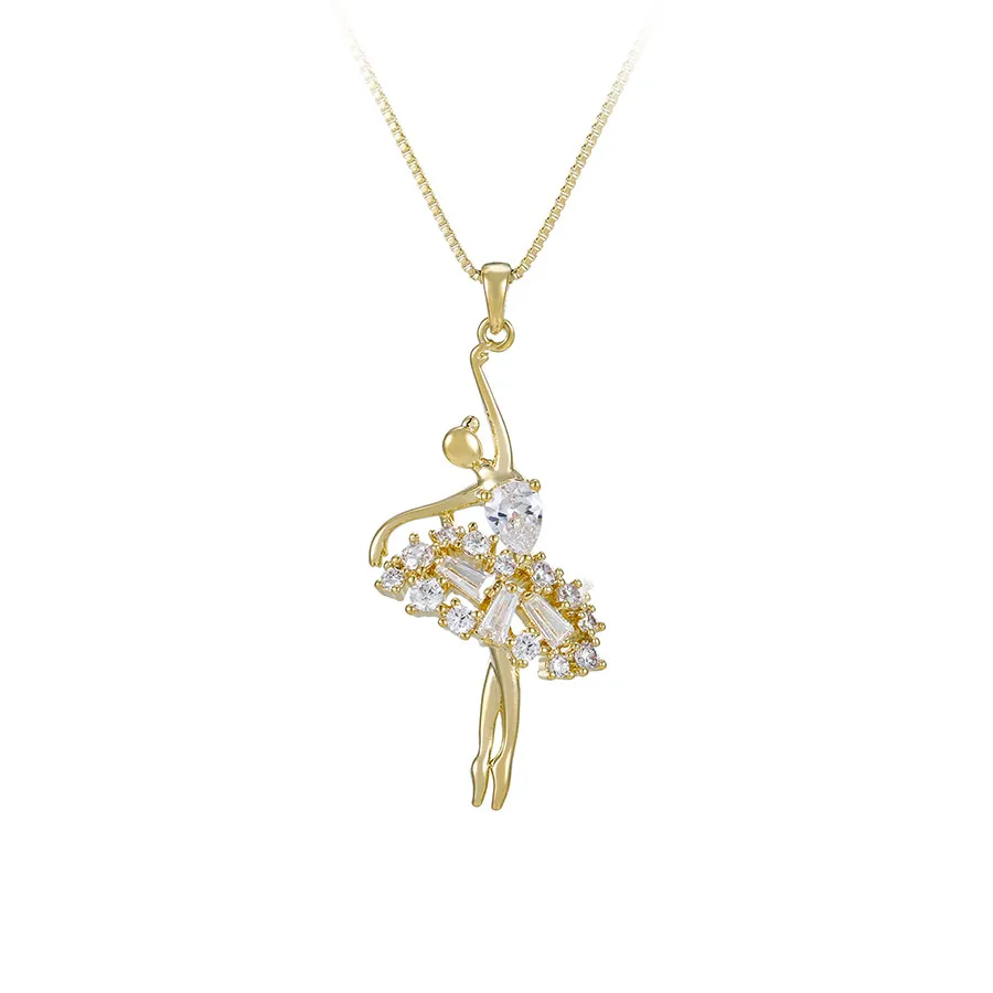 

YMnecklace-01213 xuping jewelry vintage Charm Elegant Ballerina Beautiful Fashion Diamond 14K Gold Plated Necklace