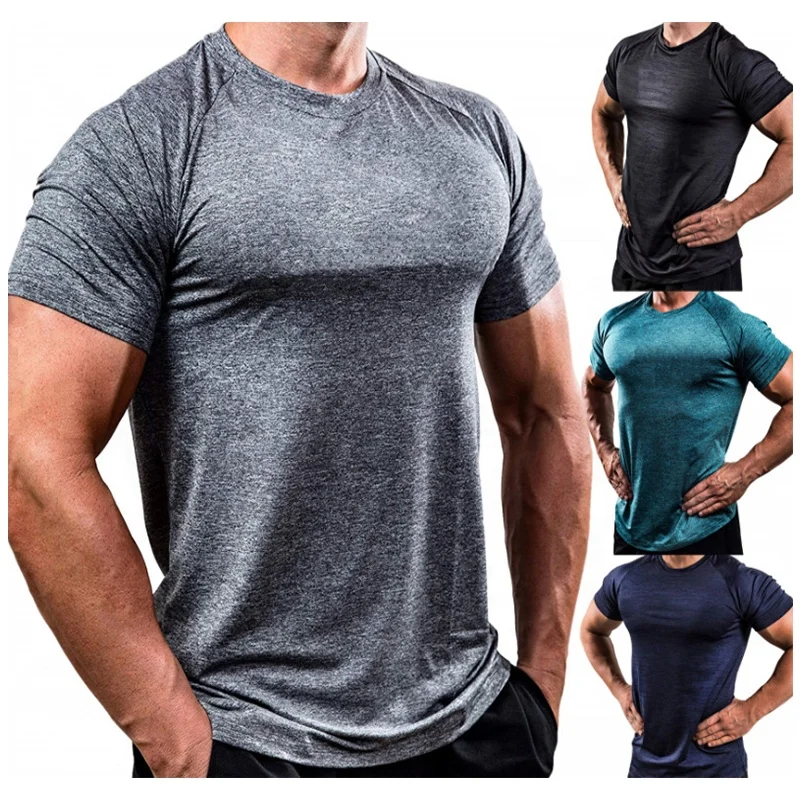 

New Running Muscle Men Skinny Quick Dry Shirts Training Fitness Training Super Elastic Tee Tops Male Jogging Clothing Sport T-sh