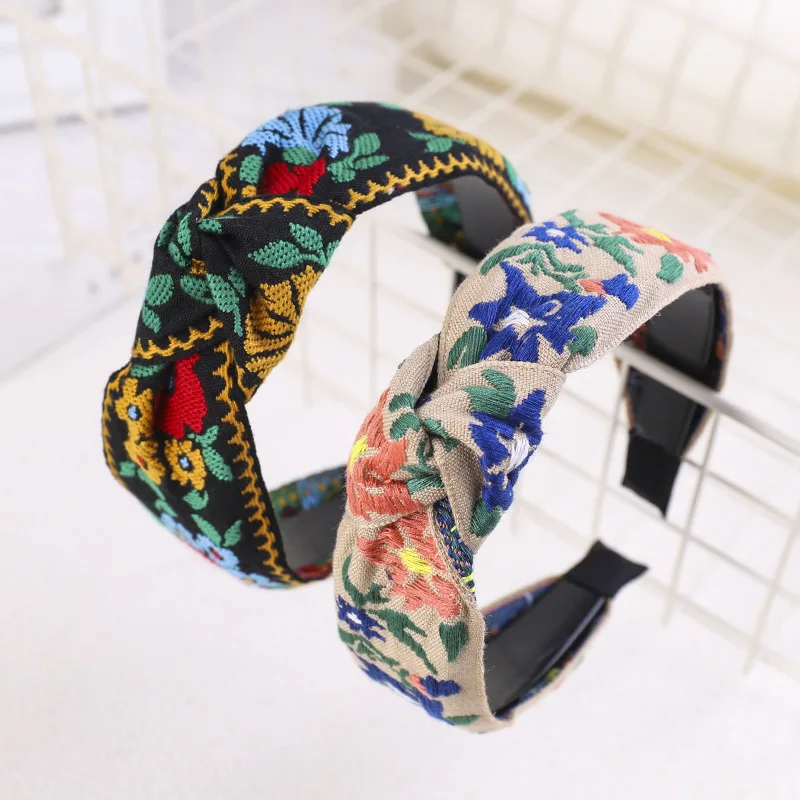 New Arrival Bohemia Ethnic Style Hairband Headband Handmade Embroidered Fashion Hair Band Headband Knotted Hair Accessories