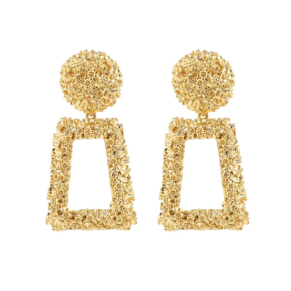 

Big Vintage Earrings for women gold color Geometric statement earring