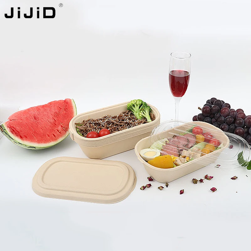 

JiJiD Biodegradable Sugarcane Container 9 Inch 1-3 Compartment Paper Lunch Boxes Disposable Food Container