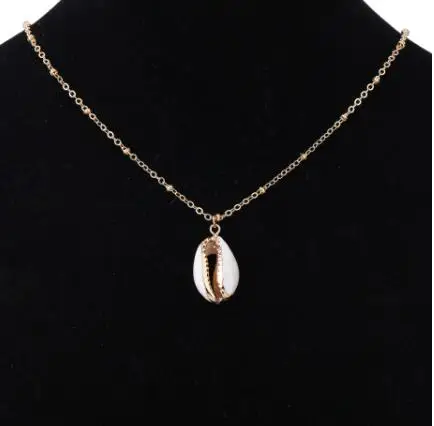 

New simple female models natural shell bag gold-rimmed necklace ice out ladies jewelry, Gold,silver,black