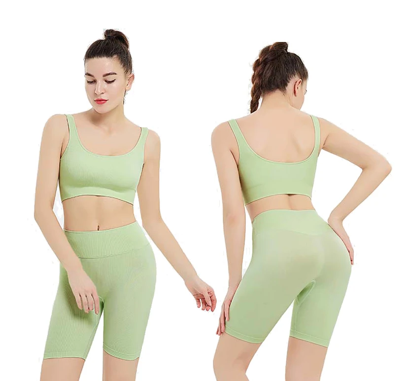 

Hot Sale Bra And Panty Set Seamless Sexy Fancy Bra Panty Set Women Yoga Shorts Set, Blue/green/orange/pink/black