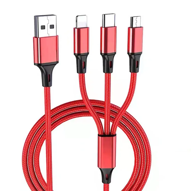 

Hot Sales 3 In 1 Usb Cable For Phone Charger 3 In 1 Data Cableusb Charging Cable Usb Cable, White /black /red /purple