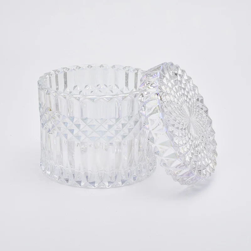 480ml Luxury Christmas Ion Plating Glass Candle Jar With Lids
