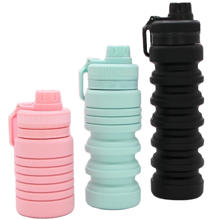 

25oz High Quality Silicone Collapsible Running Water Bottle Foldable Drinking Bottle, Black,green,pink