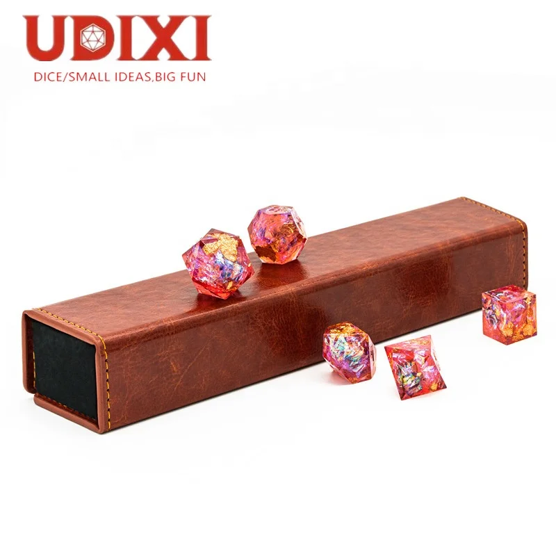 

Udixi Leather Dice Box Dice Case for DND RPG MTG Sharp Edge Dice d&d Box, 2 color