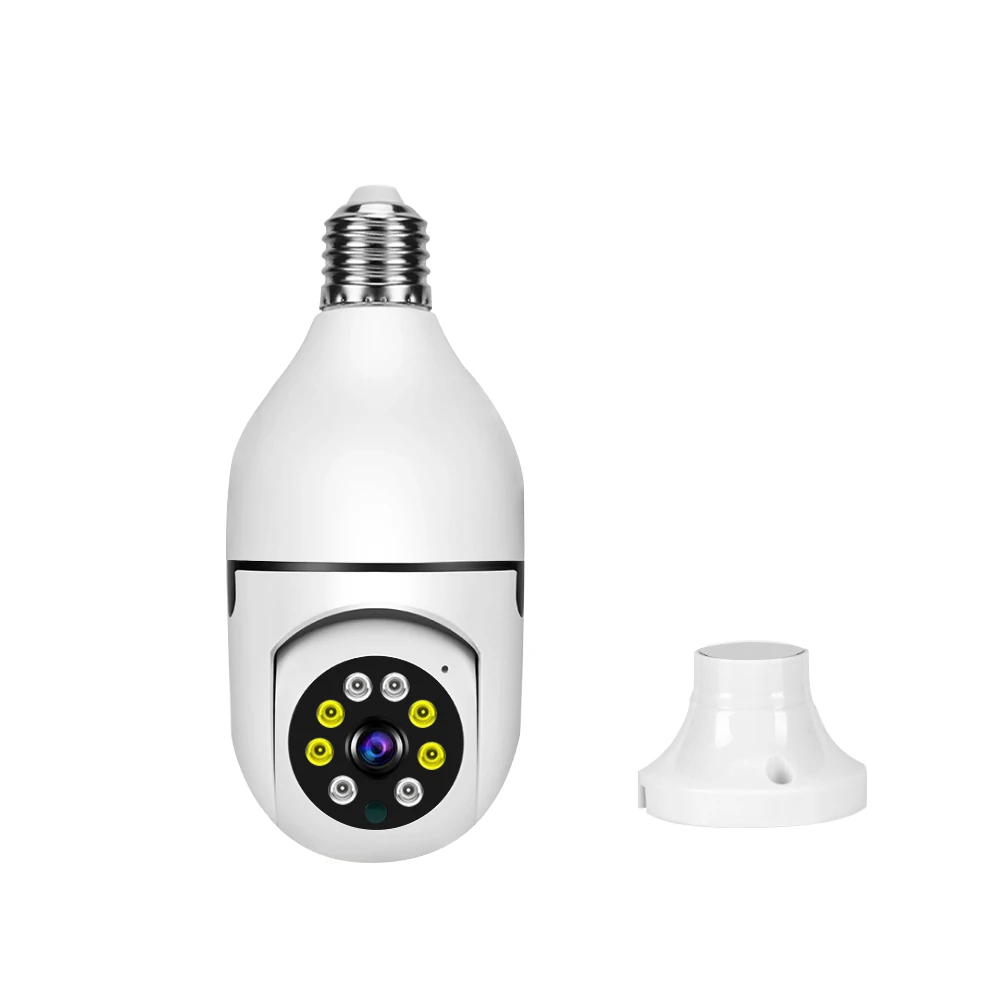 

white E27 Home Security Cameras wifi night vision bulb camera 360 with memory card