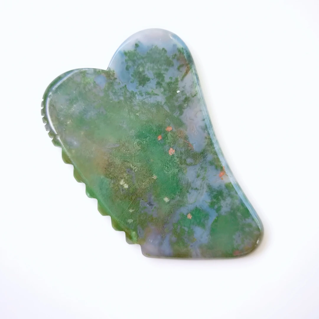 

New jagged square shape Shape Gua Sha Board moss agate Hot Stone Massage Tool SPA Energy Stone For Physical Therapy