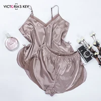 

VICTORIA'S KEY 2020 Summer Luxury Satin Clothing Factory Sexy Home Pajamas Cami Top Bow Tie Sexy Babydoll Sleepwear Women
