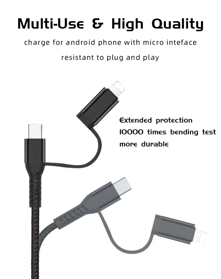 4 in 1 USB Data Charge Cables For IOS For Android For type C - ANKUX.COM