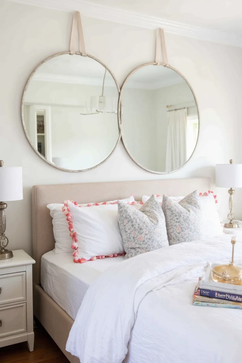 Child-safe mirror installation above toddler bed