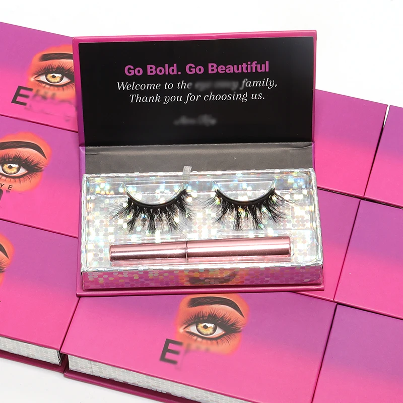 

False mink lashes3d wholesale vendor 3d magnetic eyelash box kit magnetic silk eyelashes with liner