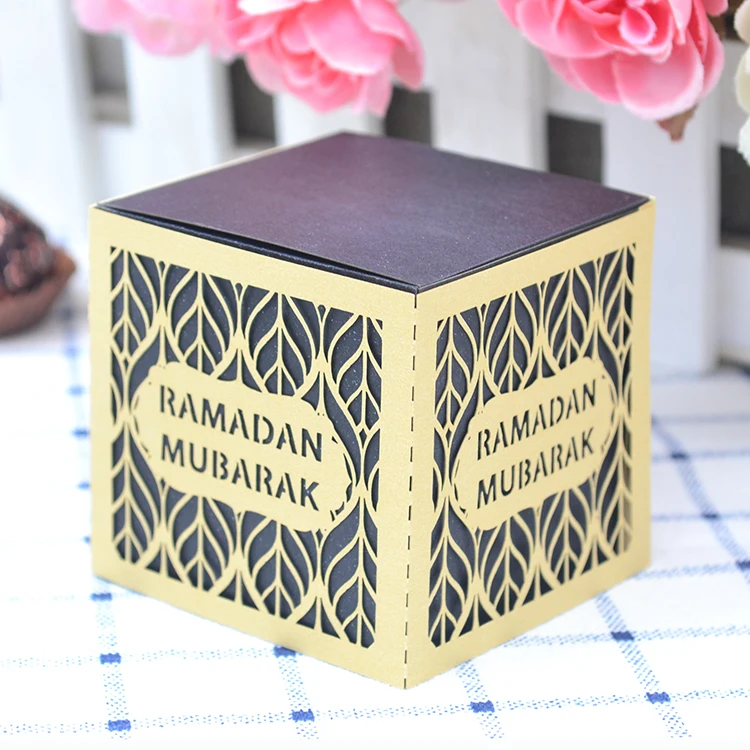 Cubic shaped laser cut ramadan mubarak ramadan kareem gift box