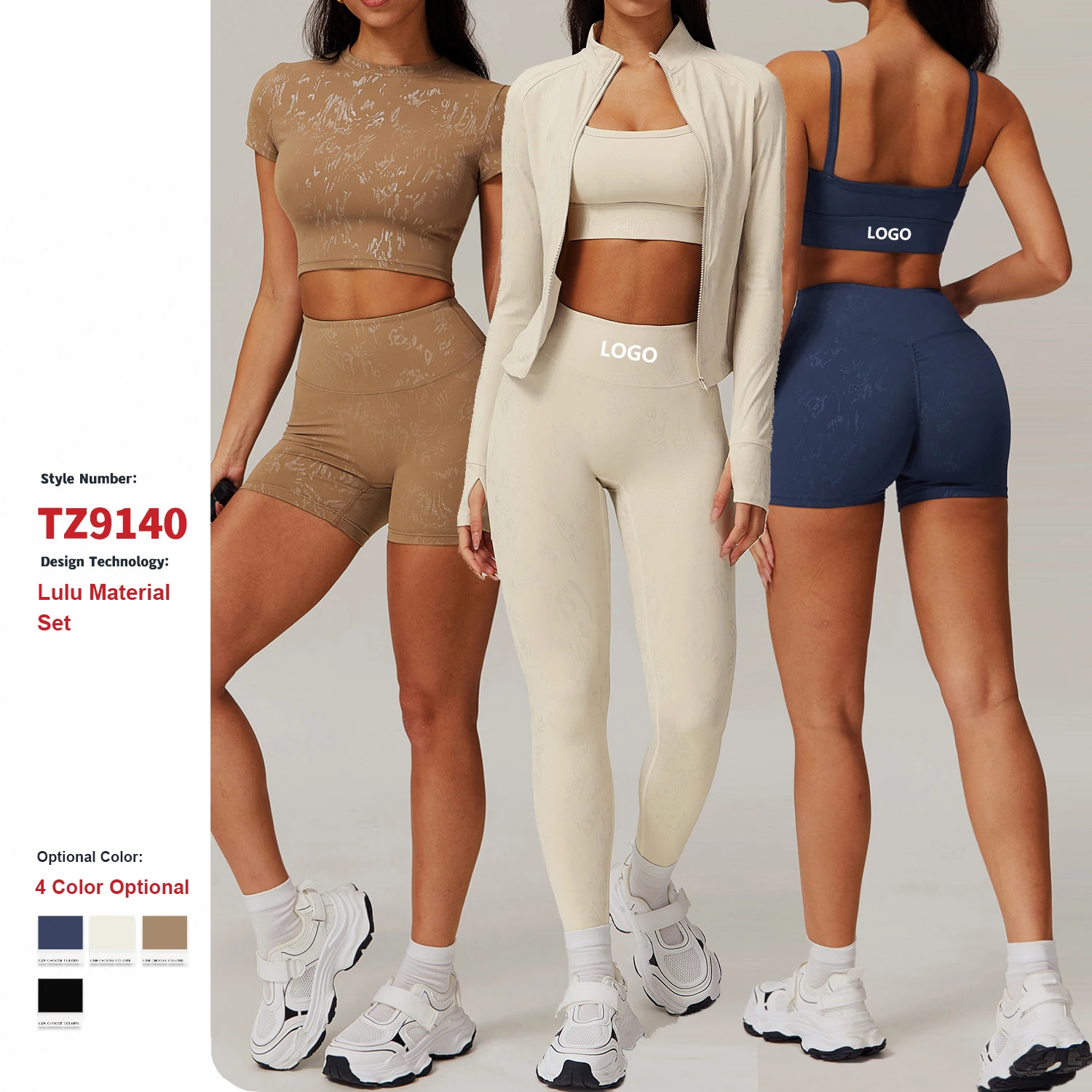 Custom Sport Quick Drying High Waist Leggings Gym Fitness Jacket 2 Piece Workout Wear Women Sportswear Training Running Yoga Set