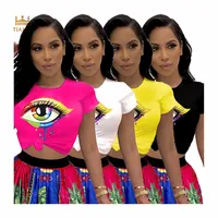 

LP8062 women fashion eyes printed short sleeve t-shirt