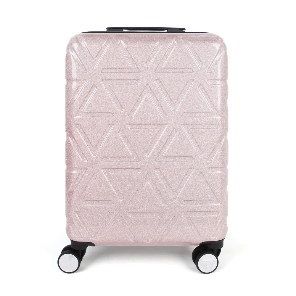 

Wholesale outdoor travel ABS PC carry on luggage women's fashion suitcase with shiny shell valice hard case luggage, Green,pink
