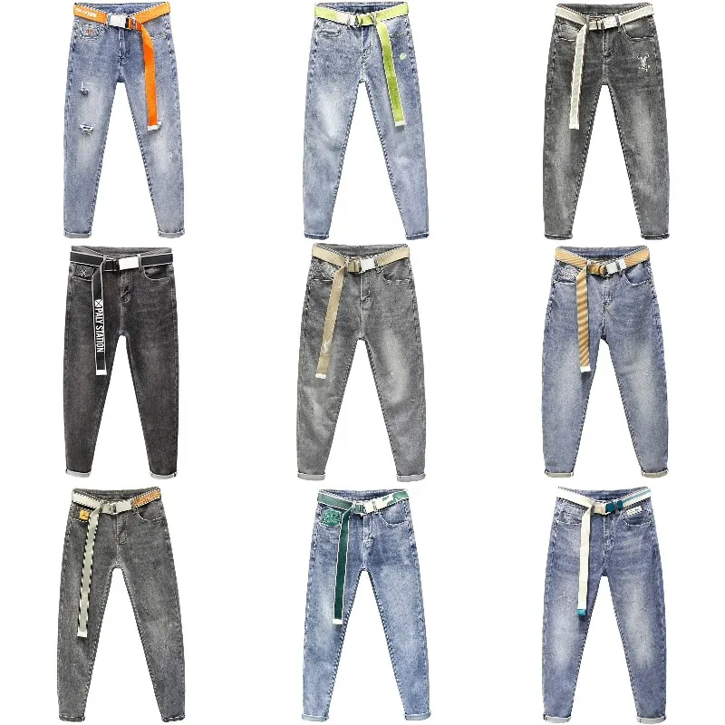 

New fashion super tight men's trousers casual ripped hollow men's jeans low price wholesale