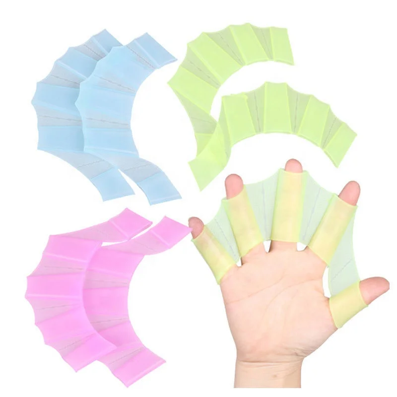 

High quality training silicone finger fin webbed gloves for swimming, As pic