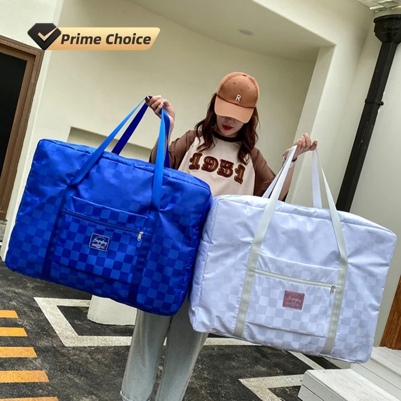 

2 Size Spain Checkerboard Jacquard Duffel Custom Logo Travel Organizer Weekender Night Sports Square Tote Gym Bag