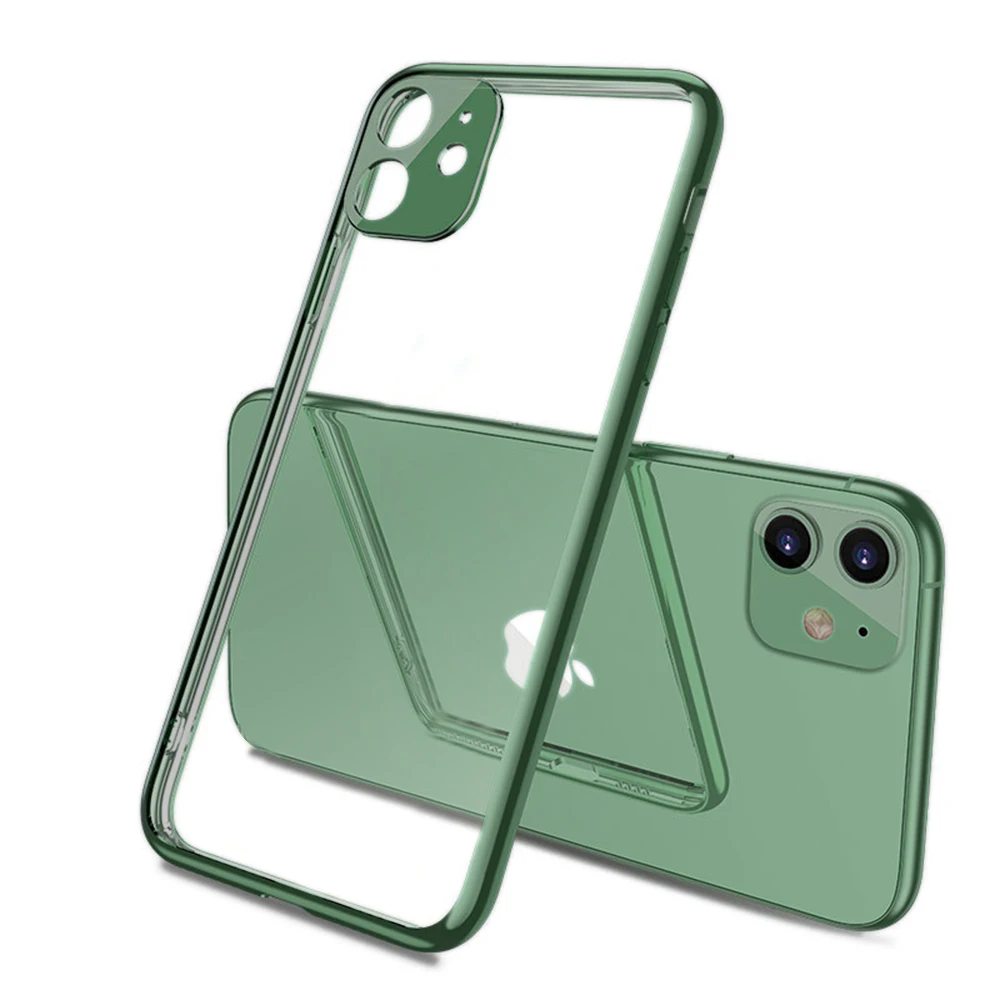 

Amazon New Electroplated Clear Camera Lens Protection tpu Bumper Mobile Phone Case Cover For Iphone 11 Pro Max Coque, Silver,purple,blue,green,black,red,gold