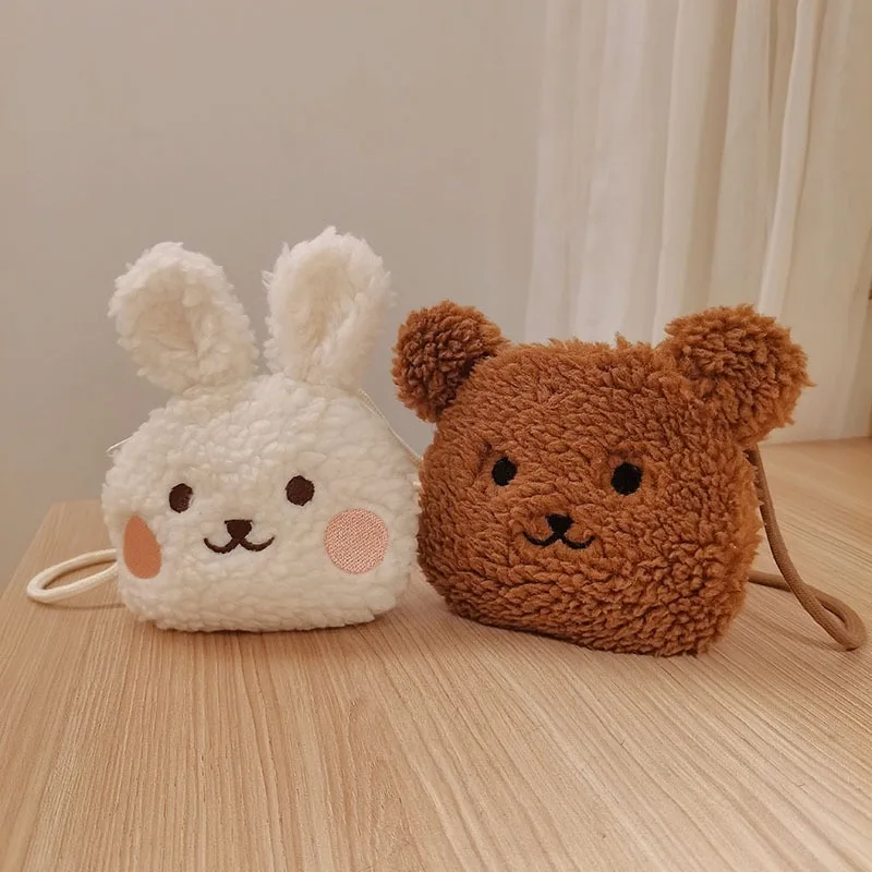 

New Cute Girls Crossbody Bag Bear Bunny Rabbit Kids Plush Bags For Children