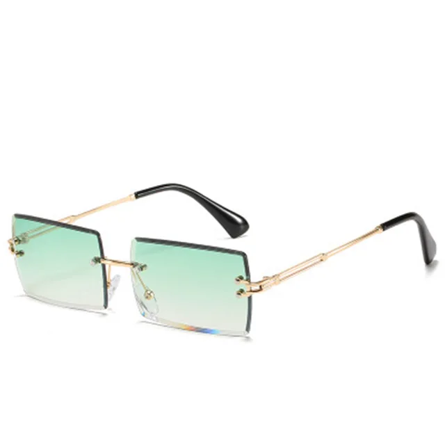 

Wholesale 2020 High Quality Rimless Red Rectangle Sun Glasses Square Metal Sunglasses for Women