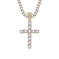

Men Women AAA Zircon Pendant Gold Silver Copper Material Iced CZ Cross Pendants Necklace Tennis chain Fashion Hip Hop Jewelry