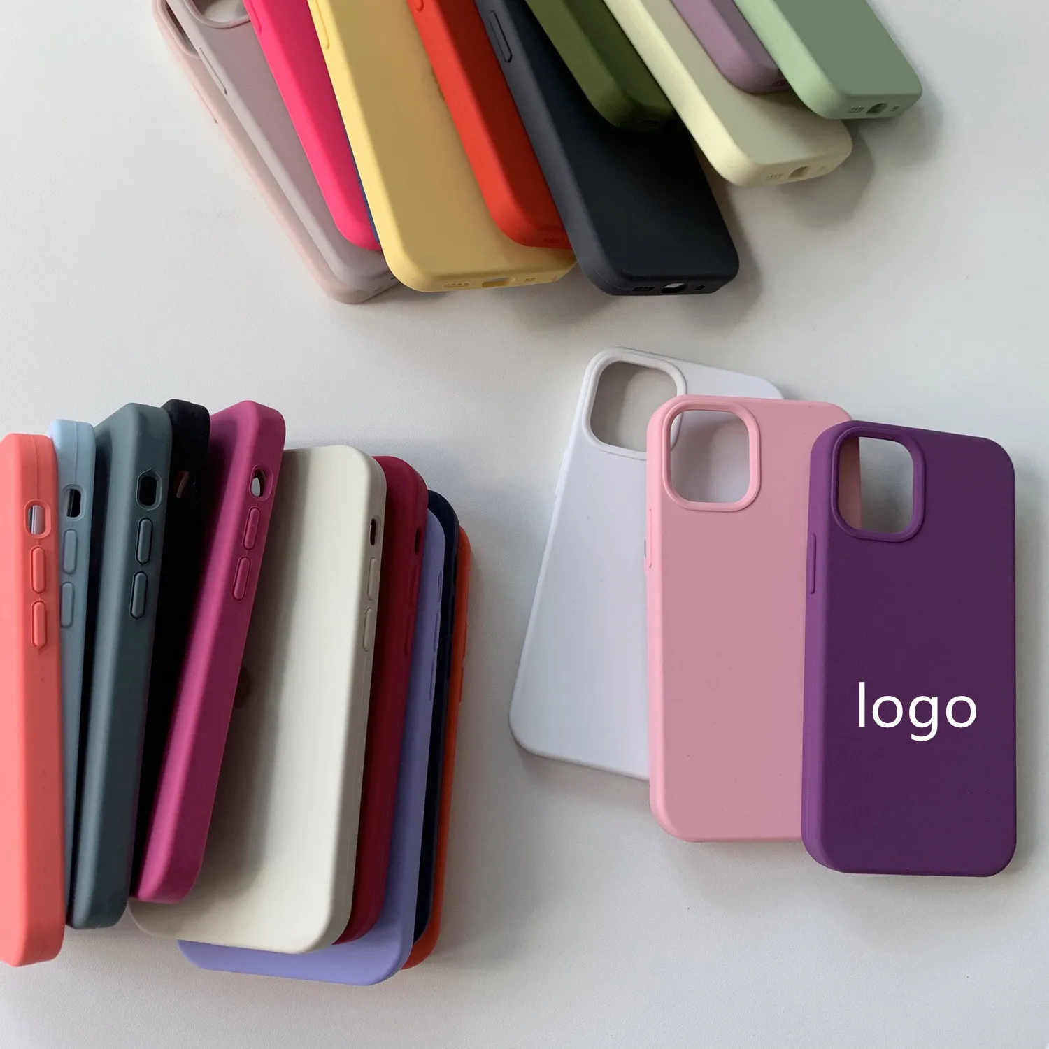 

Original Have LOGO Microfiber liquid Silicone Phone Case For iPhone 13 Pro max Free Shipping Universal Soft Silicone Phone cover, A variety of color