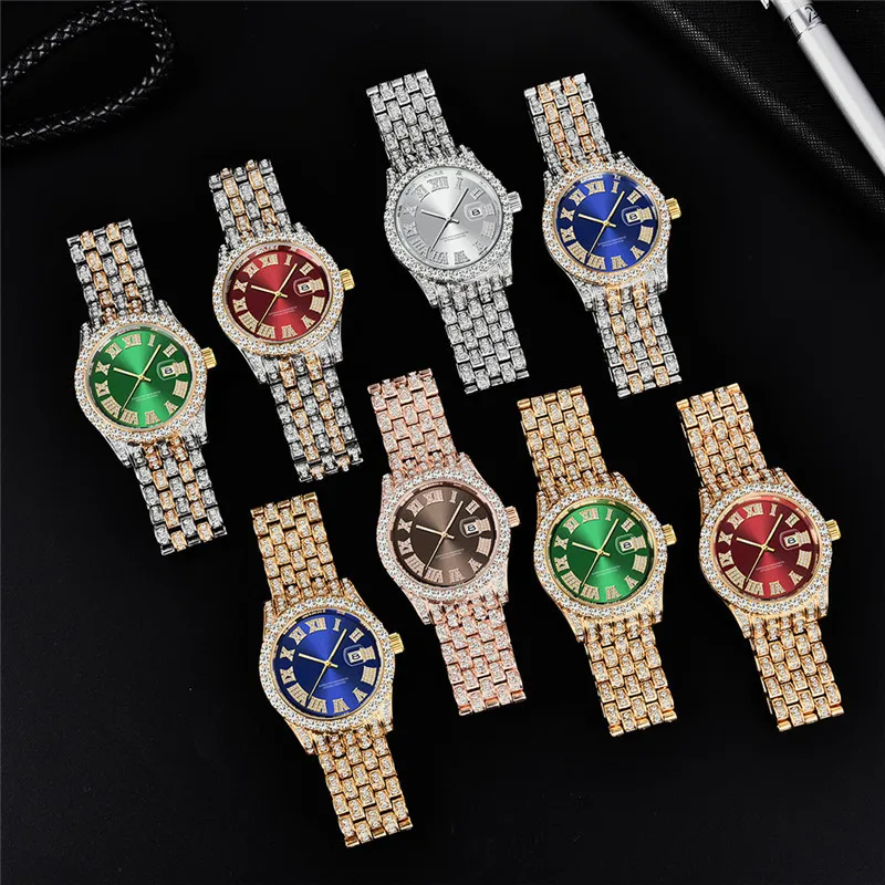 

Custom wholesale Moissanite diamond women watch brand for mens bling watches luxury watch