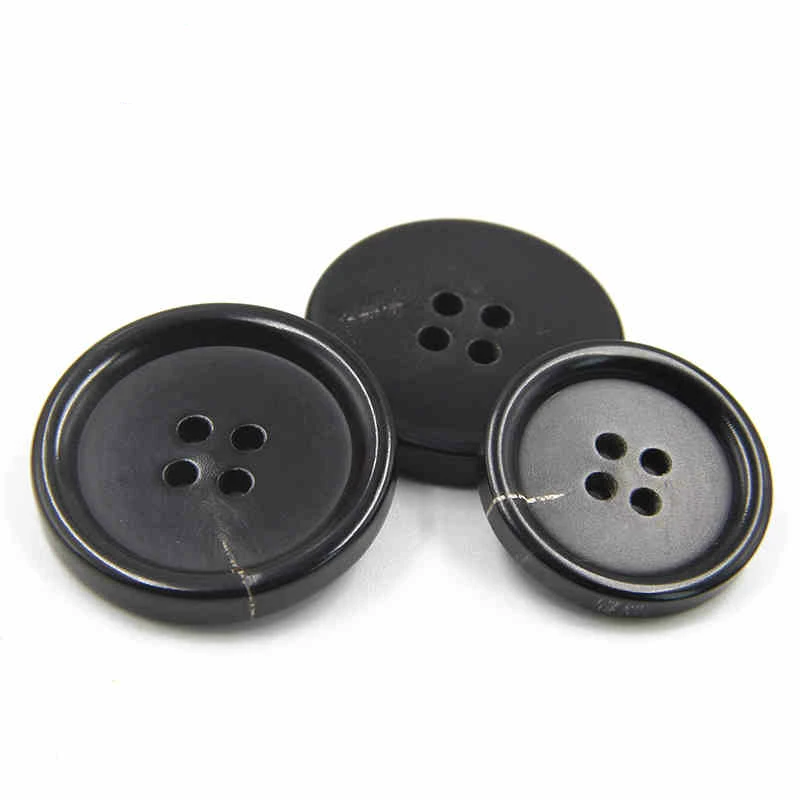 

Quality assured 4 hole coffee brown real OX stock goods natural custom black horn buttons for jacket