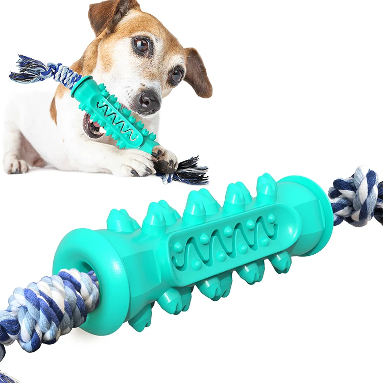 

High Quality TPR Teeth Cleaning Serrated Molar Rod Dog Toothbrush Playing Chew Funny Dog Pet Toy, Blue/yellow/green
