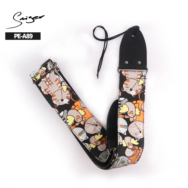 

Cute kitten guitar strap cotton material strap for guitar, As picture