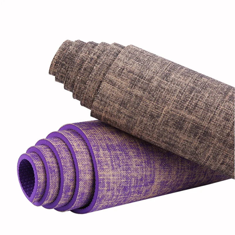 

Factory Wholesale Color Fitness Sport Eco Friendly Non Slip Studio Pvc Hemp Yoga Mat, Multi colors