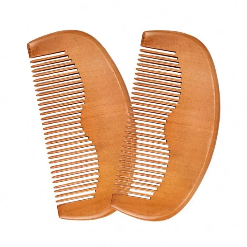 

Private label men's Shaving Comb Hair portable Pocket Size Natural Peach Wooden Beard Comb for barber salon or travel