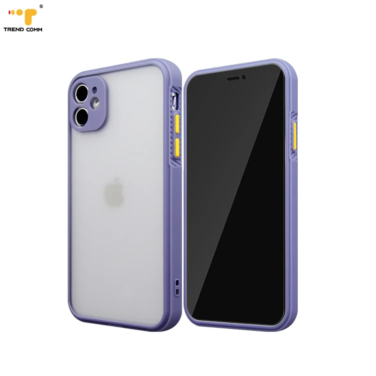 

New Arrival Rubber Coating Acrylic TPU Frosted Phone Case For iPhone 12, Black, purple, yellow, red, dark green