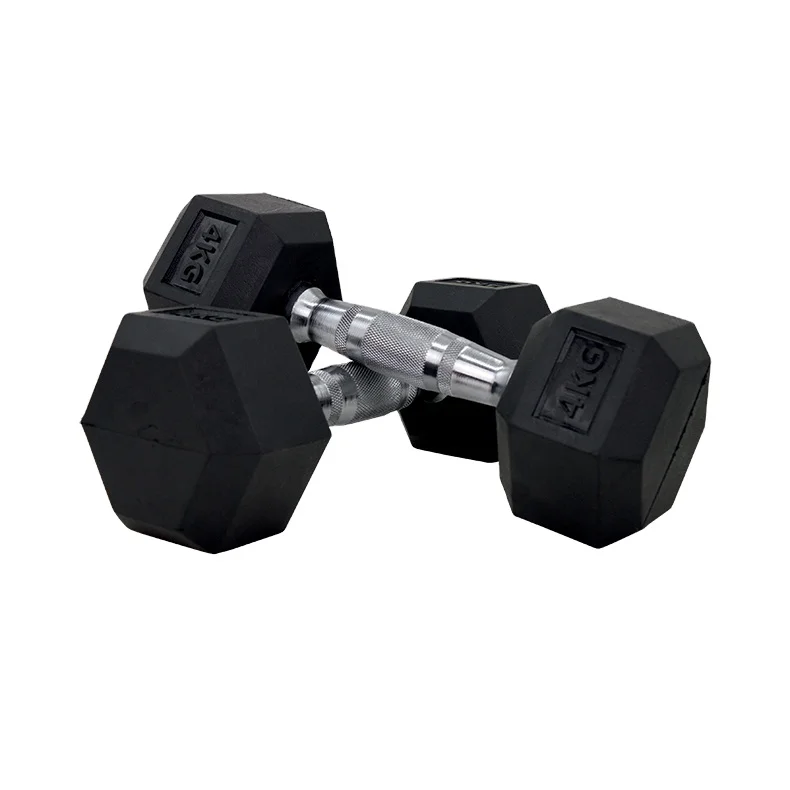 

China wholesale commercial use gym basic equipment weight adjustable cast iron black rubber hex dumbbell from chahang, Black or customized