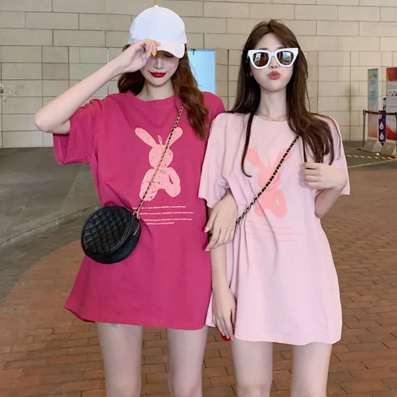 

Women'S Korean Clothes 2021 Designer Summer Letter Printing Hipster T-Shirt Woman Tops Fashion Plain Custom T Shirts, Rose madder,pink