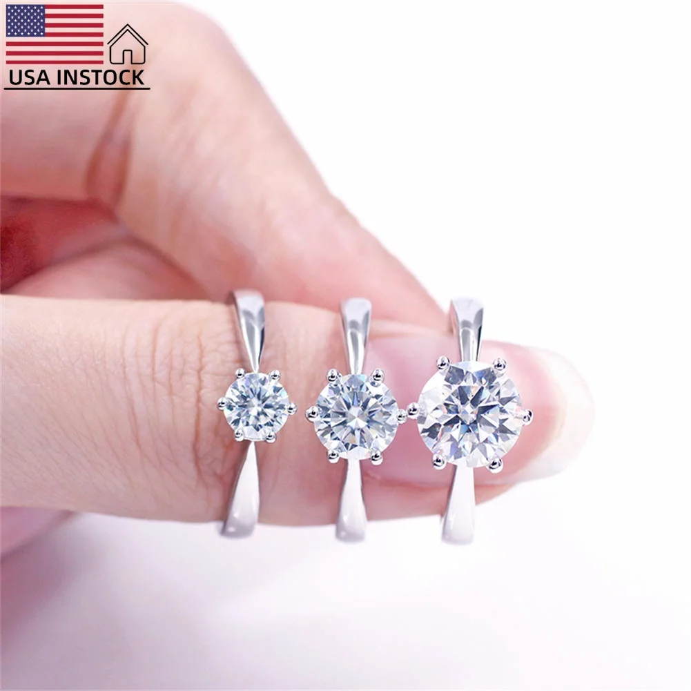 

USA Stock Freepshipping 1CT 2CT 925 sliver 18k gold plated women fashion jewelry moissanite rings