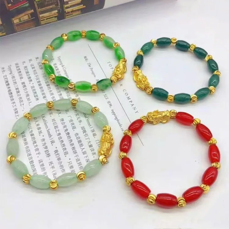 

Gold Plated Brave Bracelet Exquisite Craftsmanship Gold Brave Jade Bracelet Ladies Jewelry