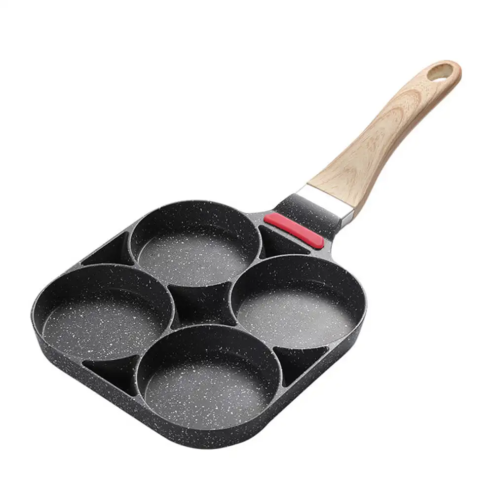 

Nonstick Frying Pan Four Hole Frying Pan for Egg Frying Hamburger Making Aluminum Alloy