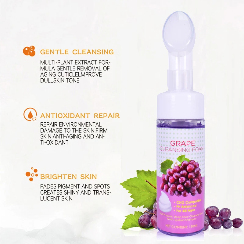 

peach Oem Acne Facial Foam Cleanser Organic Sodium Hyaluronate Foaming Face Wash Cleansing Custom Face Cleanser Foam