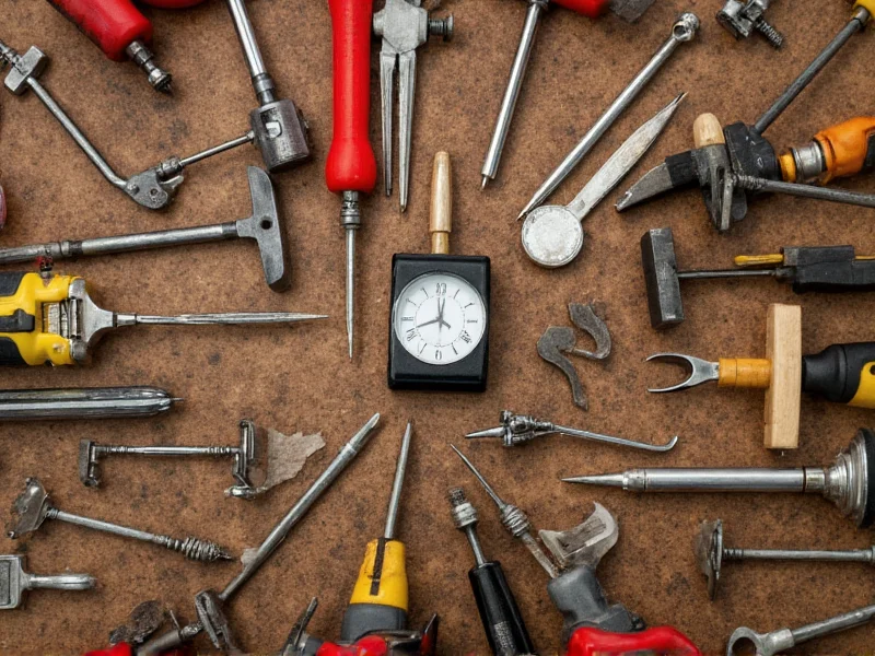 DIY clock tools arranged neatly on workbench