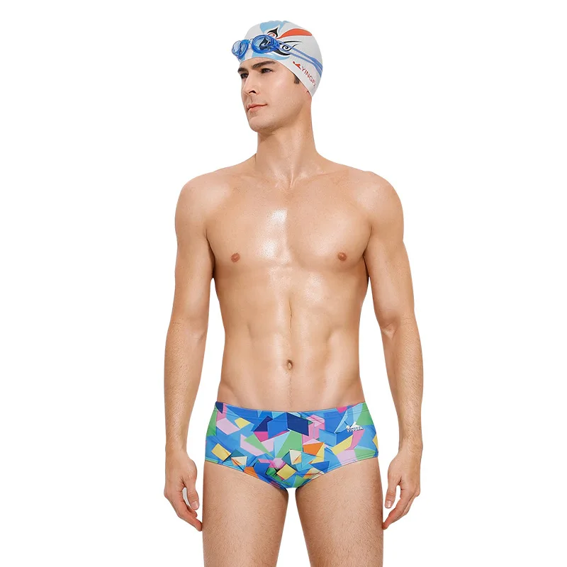 

Wholesale 2021 New Professional Printing Sports Mens Swimwear Men Triangular Racing Swim Trunks