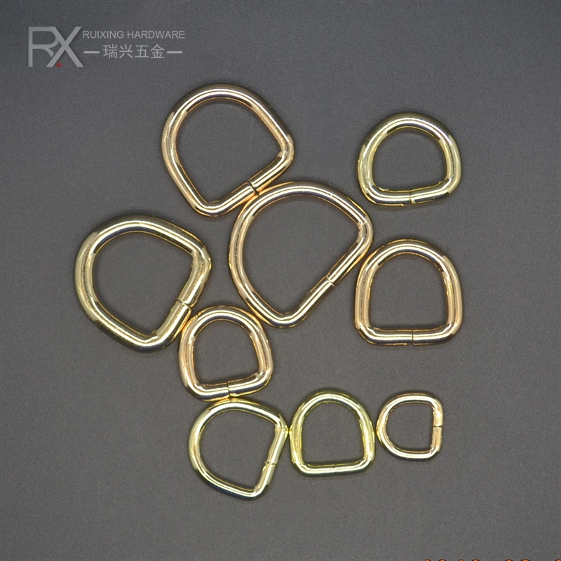 

Wholesale customized metal Semi-circle iron material D-ring buckle round D shaped bag making accessories for handbag hardware