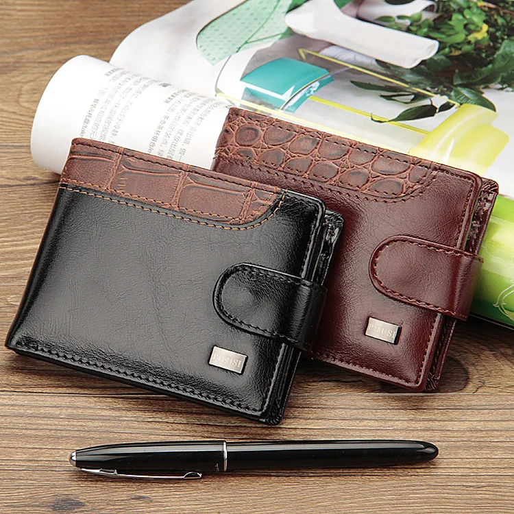 

carteira de couro masculina 2022 baellerry rfid blocking wallet Bifold mens dark brown leather wallets for men leather purse, Picture shows