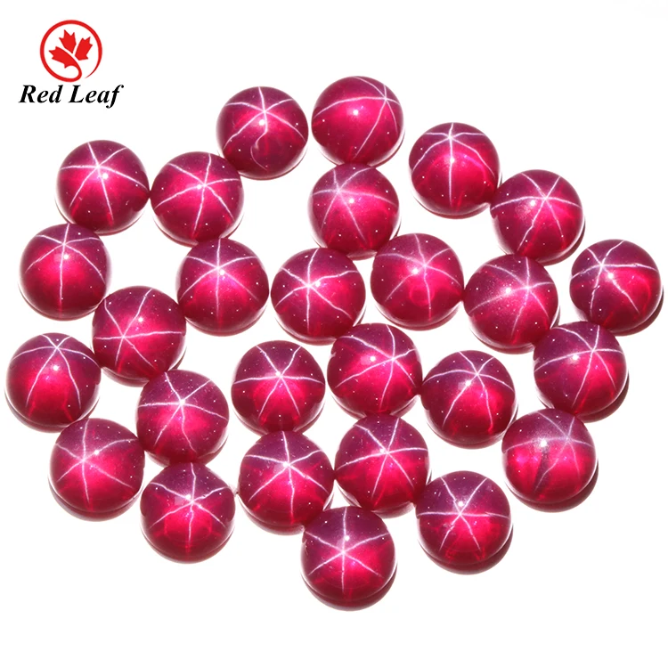 

Redleaf Wholesale 5mm-10mm Round Flat Cabochon Cut Red Star Sapphire Gemstone PInk Red Blue Synthetic Corundum