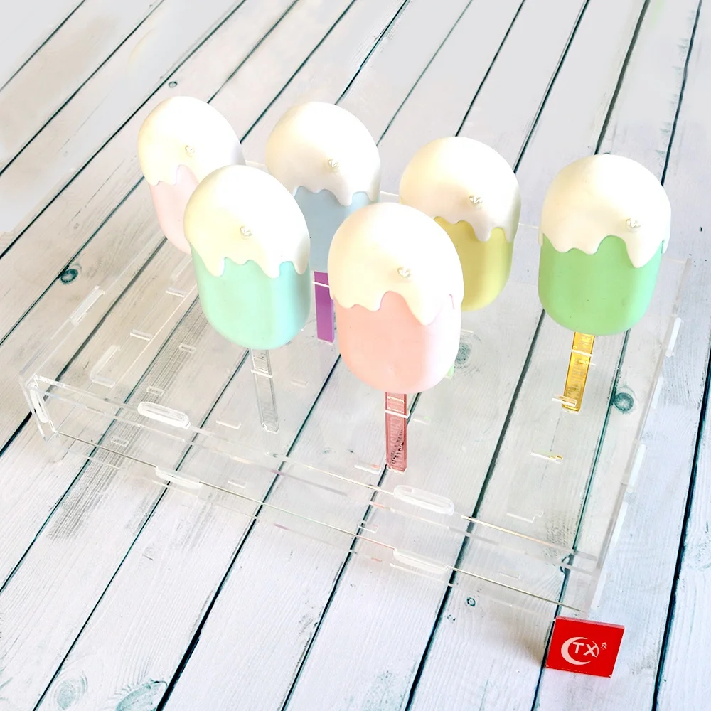 

TX Clear Acrylic Cakesicle Stand Food Serving Dessert Tray Decorations Can hold 24 Cakesicles For All Kinds of Parties, Customized color